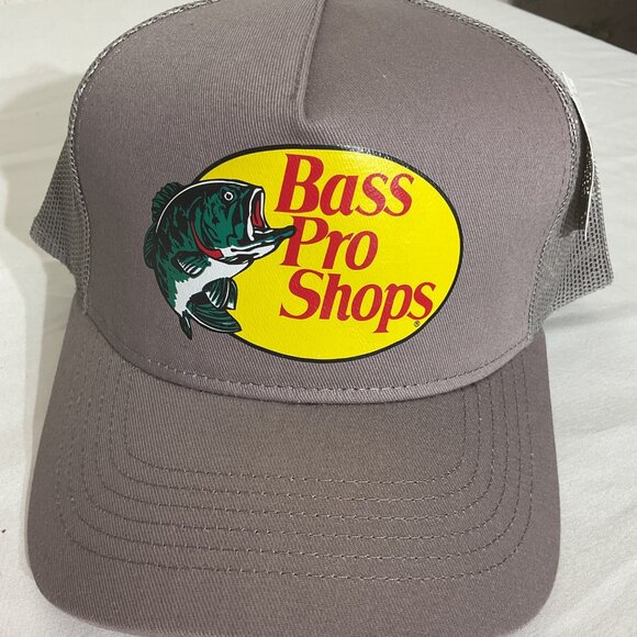Bass Pro Shops Mesh Trucker Cap Gray Snapback Hat - Picture 5 of 5
